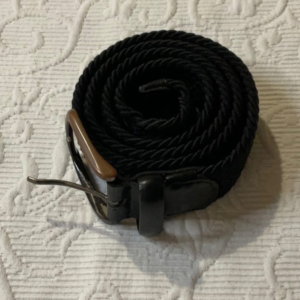 Original Penguin Black Woven Rope Belt with Metal Buckle Small